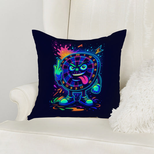 Maxcorners Darts Neon Angry Cartoon Character Multicolor Customized Name 3D Pillow