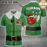 Maxcorners Christmas Bowling Elf Multicolor Customized Name, Team Name 3D Shirt