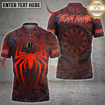 Maxcorners Darts Red Black Spider Web Classic Dartboard Personalized Name 3D Unisex Shirt
