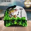 Maxcorners Fishing Water Green Flame Multi Options Personalized Name 3D Cap (12 Fish Species)