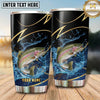 Maxcorners Fishing Tumbler Black Gold Curved Line Design Personalized Name Tumbler (13 Species)