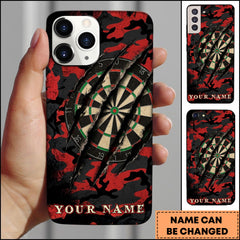 Maxcorners Darts Red Camouflage Dartboard Crack Pattern Personalized Name Phone Case