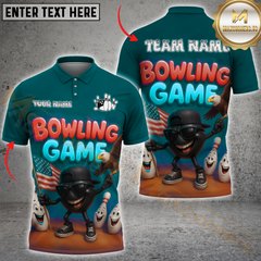 Maxcorners Bowling Eagle Patriotic USA Flag Multicolor Customized Name, Team Name 3D Shirts