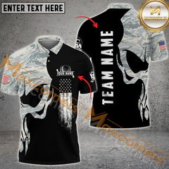 Maxcorners Golf Skull Camo Multicolor Option Customized Name, Team Name 3D Polo Shirt