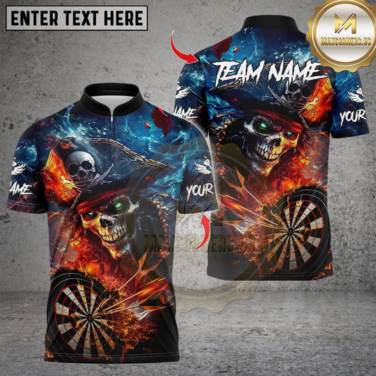 Maxcorners Darts Pirate Skeleton With Dartboard Multicolor Customized Name, Team Name 3D Shirts