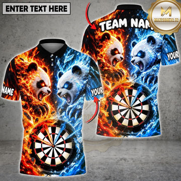 Maxcorners Darts Fire And Ice Furious Panda Mascot Target Board Graphic Multicolor Customized Name, Team Name 3D Shirts