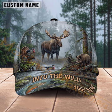 Maxcorners Moose Hunting Misty Forest Into The Wild Personalized Name 3D Cap