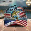 Maxcorners Fishing Patriotic Cross Flag Personalized Name 3D Cap (12 Fish Species)