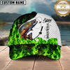 Maxcorners Fishing Water Green Flame Multi Options Personalized Name 3D Cap (12 Fish Species)