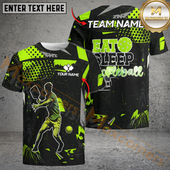 Maxcorners Custom Name Team Pickleball Lover Grunge Green Pattern Unisex Shirt