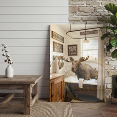 Maxcorners Moose Canvas Farmhouse Bathtub Fresh Eggs Sign Canvas Wall Art