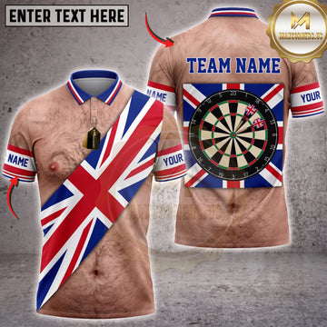 Maxcorners Darts UK Flag Sash Dartboard Personalized Name 3D Unisex Shirt