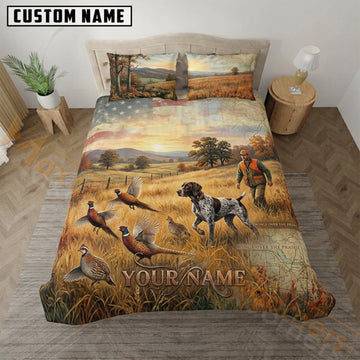 Maxcorners Pheasant Hunting Golden Prairie Hunter Dog Bedding Set 3D Print Custom Name