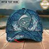 Maxcorners Fishing Blue Scale Water Texture Personalized 3D Cap (12 Fish Species)