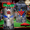 Maxcorners Billiard Shirt Badass Punisher Skull Art Multicolor Customized Name 3D Shirt