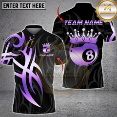 Maxcorners Billiards Crown 8 Ball Flame Multicolor Customized Name, Team Name 3D Shirt