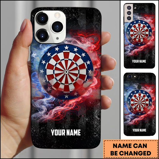 Maxcorners Darts American Flag Smoke Dartboard Personalized Name 3D Phone Case