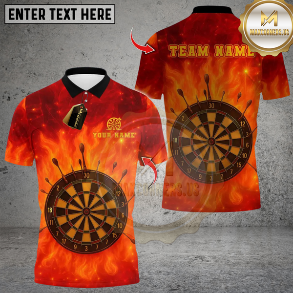 Maxcorners Darts Flame DartBoard Design Multicolor Customized Name, Team Name 3D Shirts