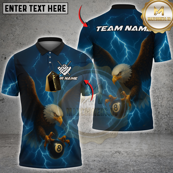 Maxcorners Billiard Eagle Power 8-Ball Pool Multicolor Customized Name, Team Name 3D Shirts
