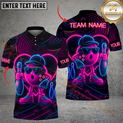 Maxcorners Bowling Neon Funny Multicolor Customized Name, Team Name 3D Shirts