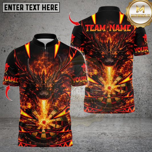 Maxcorners Darts Angry Flame Dragon Dartboard Design Multicolor Customized Name, Team Name 3D Shirts