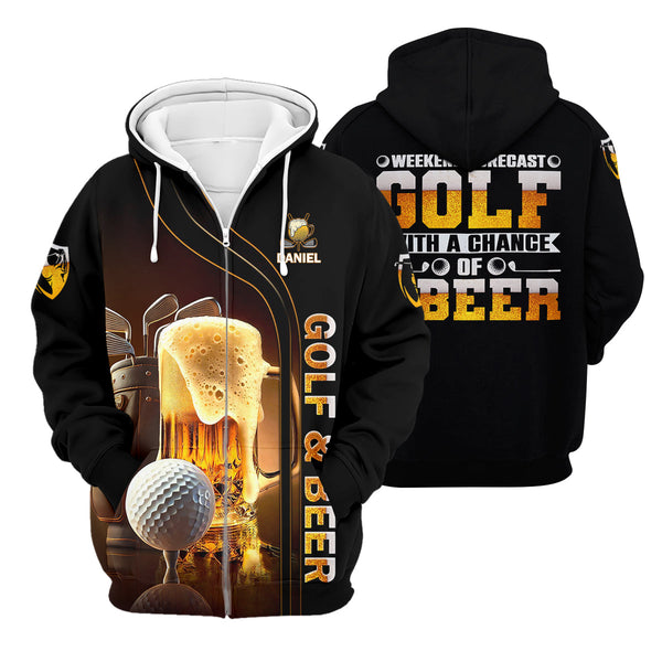 Maxcorners Weekend Forecast Golf With A Change Of Beer Custom Golf Polo Shirt, Mens Golf Gift, Golf Lover Gift