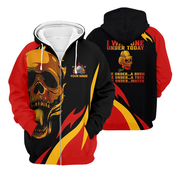 Maxcorners Custom Fire Skull Men's Golf Polo Shirt, Mens Golf Gift, Funny Golf Shirt