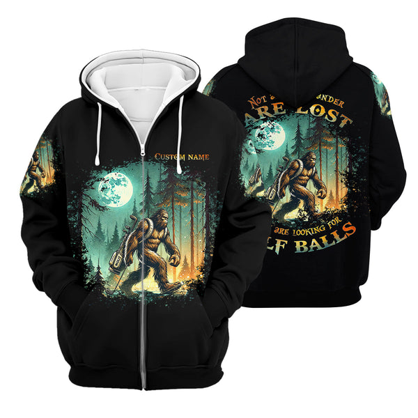 Maxcorners Not All Who Wander Are Lost Custom Bigfoot Men's Golf Polo Shirt, Funny Golf Shirt, Dad Golf Gift