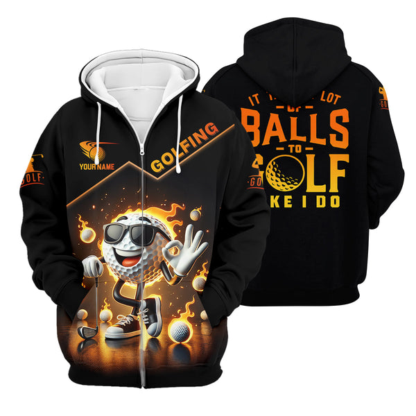 Maxcorners It Takes a Lot of Balls to Golf the Way I Do Custom Men's Golf Polo Shirt, Funny Golf Shirt, Dad Golf Gift