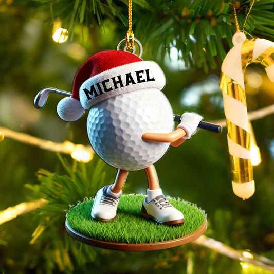 Maxcorners Custom Name Funny Golf Ball Xmas Ornament, Golf Accessories, Christmas Golf Gift
