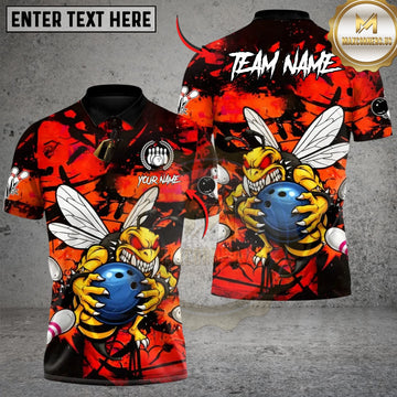 Maxcorners Bowling Savage Bee Strike Multicolor Customized Name, Team Name 3D Shirt