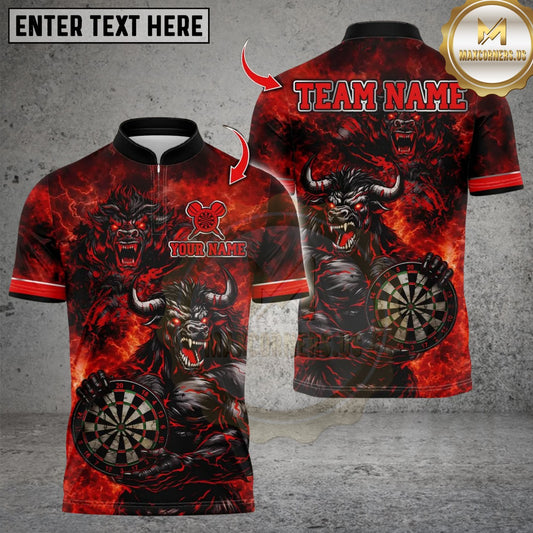 Maxcorners Darts Angry Muscle Bull Dartboard Design Multicolor Customized Name, Team Name 3D Shirts