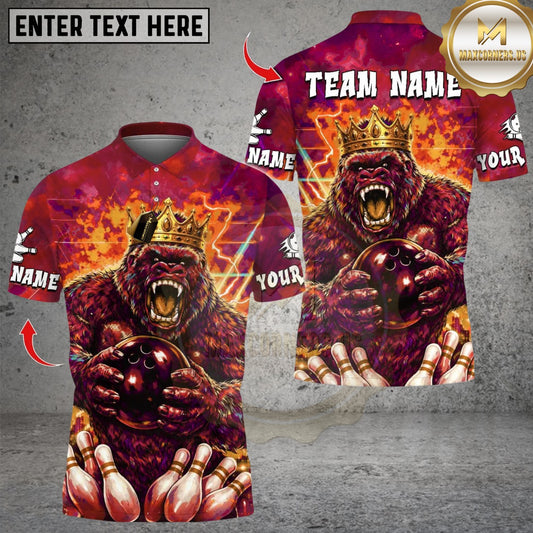 Maxcorners Bowling Thunder King Gorrila Multicolor Customized Name, Team Name 3D Shirts
