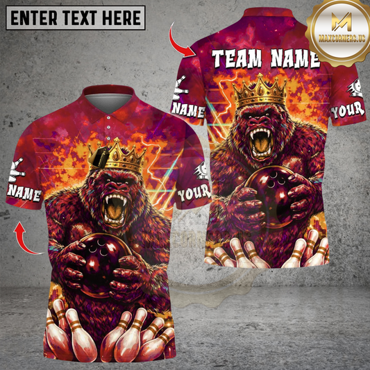 Maxcorners Bowling Thunder King Gorrila Multicolor Customized Name, Team Name 3D Shirts