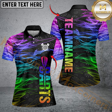 Maxcorners Custom Rainbow Flame Smoke Darts Shirts For Women, Dart Team Jersey LM154