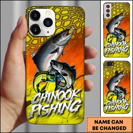 Maxcorners Chinook Fishing Honeycomb Orange Yellow Personalized Name 3D Phone Case