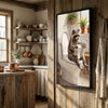 Maxcorners Raccoon Sitting on Toilet Reading Newspaper Bathroom Humor Canvas Wall Art