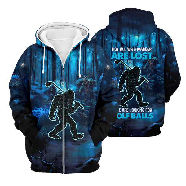 Maxcorners Not All Who Wander Are Lost Bigfoot Men's Golf Polo Shirt, Funny Golf Shirt, Dad Golf Gift