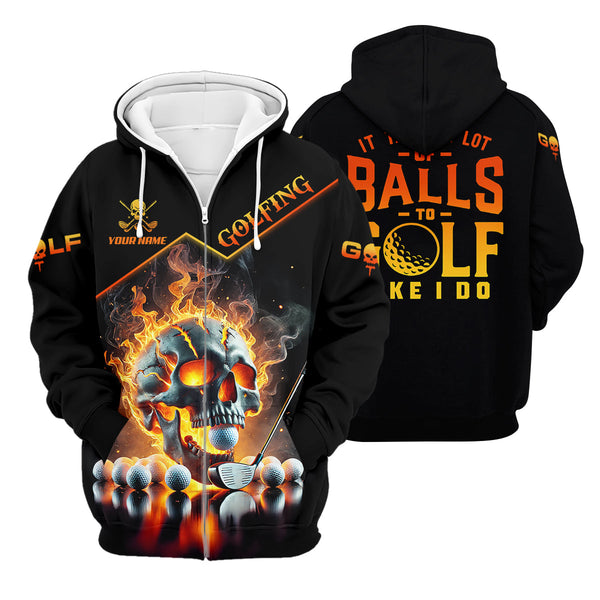 Maxcorners It Takes A Lot Of Balls To Golf Like I Do Custom Men's Golf Polo Shirt, Skull Golf Shirt, Funny Golf Shirt