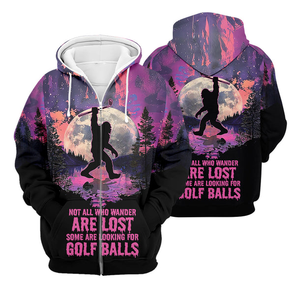 Maxcorners Not All Who Wander Are Lost Bigfoot Custom Men's Golf Polo Shirt, Funny Golf Shirt, Gift For Golfers