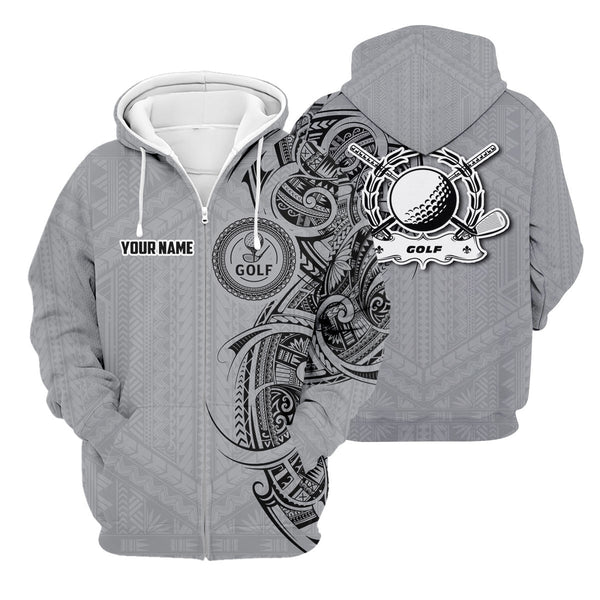 Maxcorners Strike Grey Tribal Tattoo Custom Men's Golf Polo Shirt, Funny Golf Shirt, Dad Golf Gift