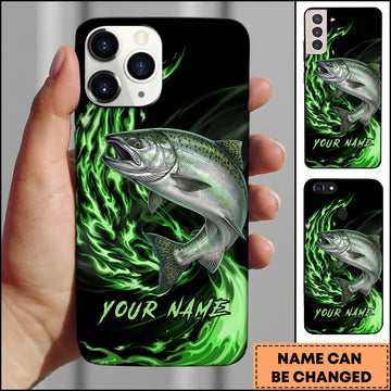 Maxcorners Chinook Fishing Green Flame Energy Personalized Name Phone Case