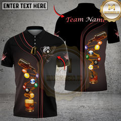 Maxcorners Billiards Ball 8 Deep Fantasy Beer Personalized Name Shirt (4 Colors)