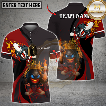 Maxcorners  Flaming King Bowling Multicolor Customized Name, Team Name 3D Shirts