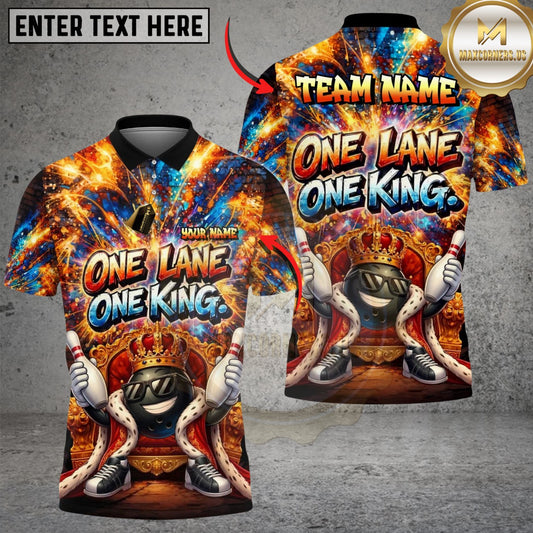 Maxcorners Bowling And Pins Funny Character One Lane One King Customized Name, Team Name 3D Shirt