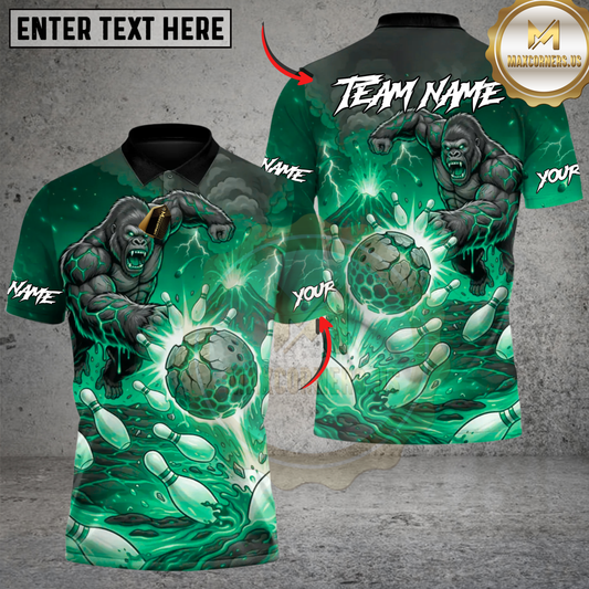Maxcorners Bowling Electric Gorilla Dominator Of The Arena Multicolor Customized Name, Team Name 3D Shirts