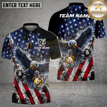 Maxcornerss Billiards 8 Ball & 9 Ball Mighty Claw Eagle Attack Customized Name, Team Name 3D Shirt