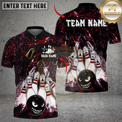 Maxcorners Bowling Angry Ball vs Screaming Pins Multicolor Customized Name, Team Name 3D Shirts