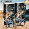 Maxcorners Fishing Tumbler Black Aqua Cracked Ice Design Personalized Name Tumbler (13 Species)