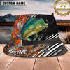 Maxcorners Fishing Green Flame Camo Fishing Scene Personalized Name 3D Bucket Hat (13 Fish Species)